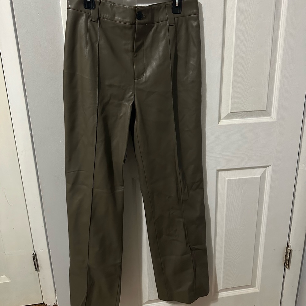 Zara olive leather pants